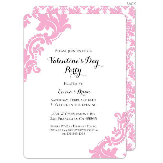 Pink Damask Invitations
